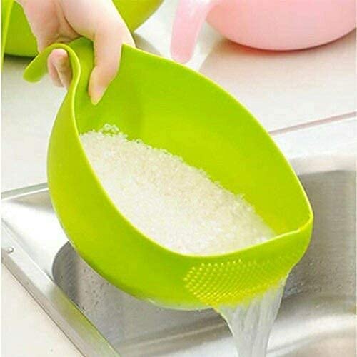 Multi-Purpose Strainer and Washer Bowl for Rice, Fruits, and Vegetables – Durable Food-Grade Washing Bowl with Handle ( Pack of 3)